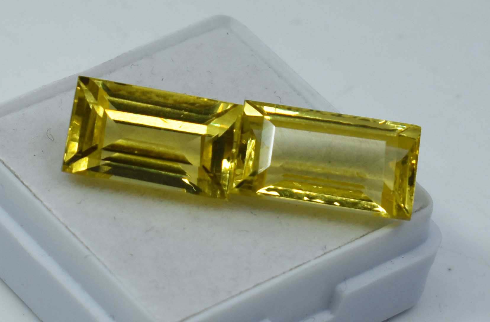 18.55 Carat Natural Yellow Sapphire CERTIFIED Emerald Cut Loose Gemstone Pair