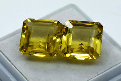 Square Cut CERTIFIED 20.10 Ct Natural Sapphire Yellow Ring Loose Gemstone Pair