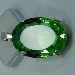 Pendant Size Lab-Created Green Peridot 95 Ct Oval Cut CERTIFIED Loose Gemstone