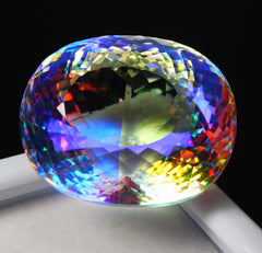 82 Ct Mystic Topaz Lab Created Rainbow Oval Shape CERTIFIED Loose Gemstones A++