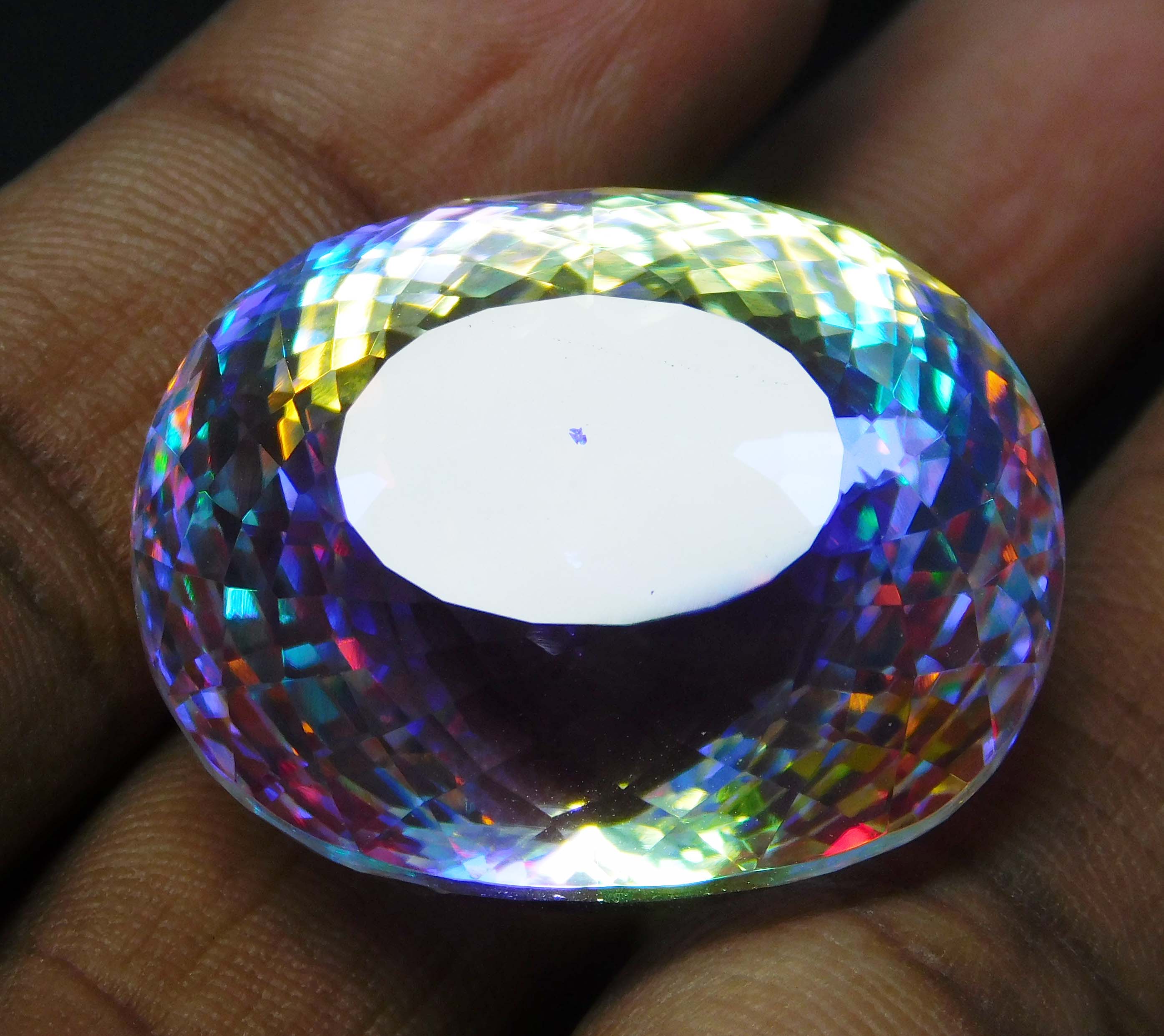 82 Ct Mystic Topaz Lab Created Rainbow Oval Shape CERTIFIED Loose Gemstones A++