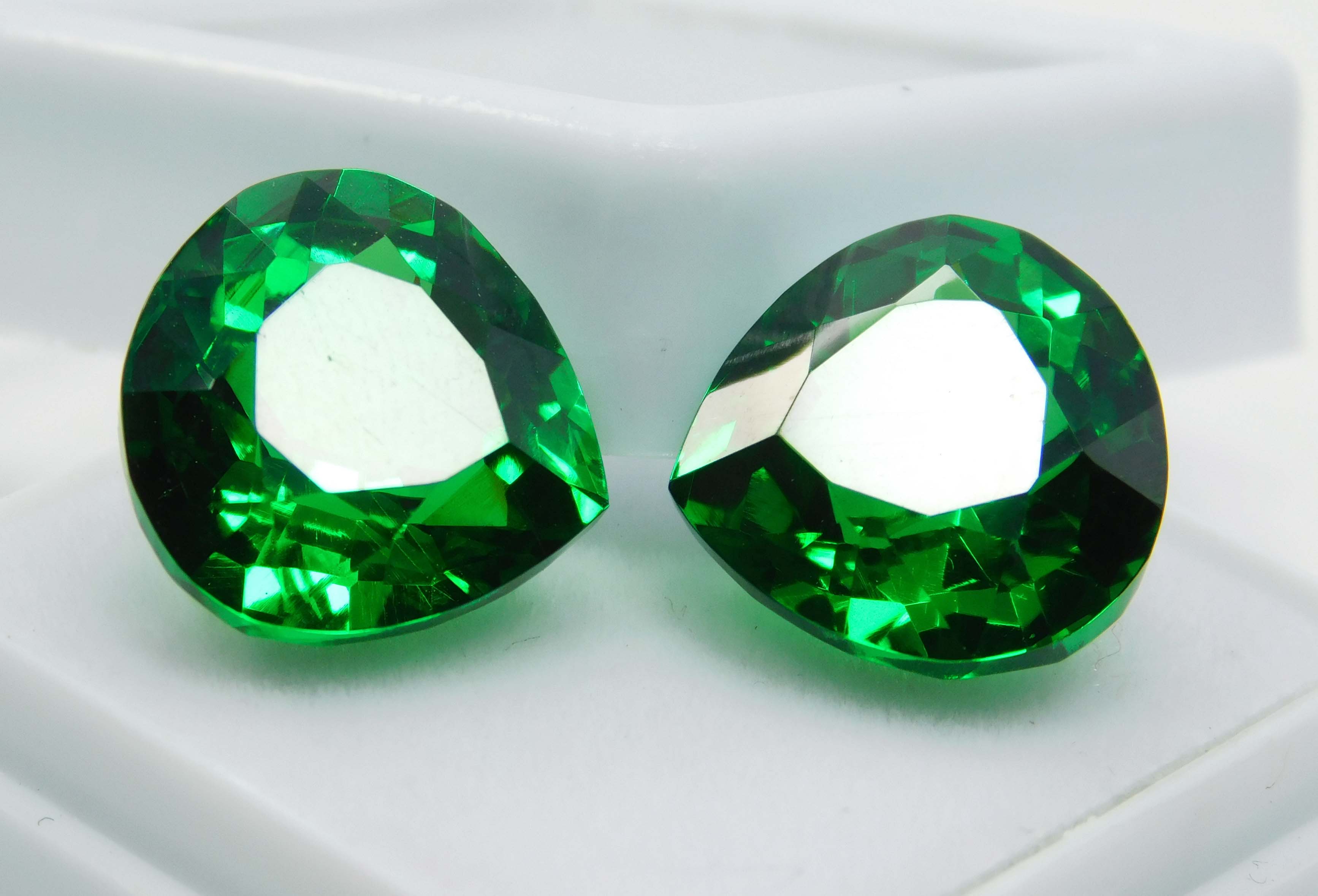 Natural Tourmaline Green Pear Shape 21 Ct Certifeid Loose Gemstones Pair