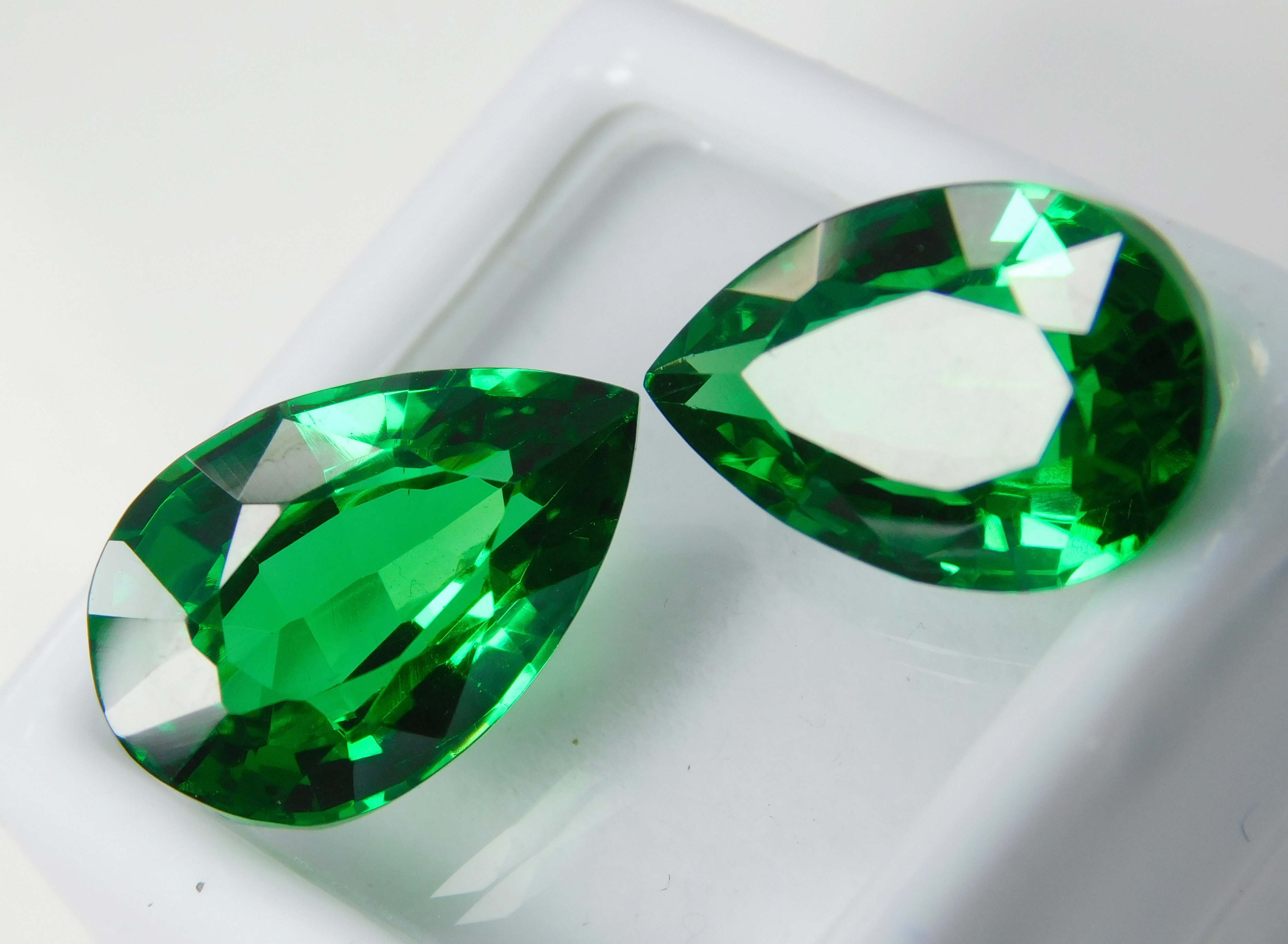 Natural Tourmaline Green Pear Shape 20.60 Ct CERTIFIED Loose Gemstones Pair