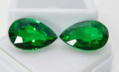 Natural Tourmaline Green Pear Shape 20.60 Ct CERTIFIED Loose Gemstones Pair