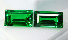 21 Ct Natural Tourmaline Green Baguette Shape Certifeid Loose Gemstones Pair