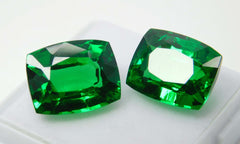 21 Ct Natural Tourmaline Green Cushion Shape Certifeid Loose Gemstones Pair