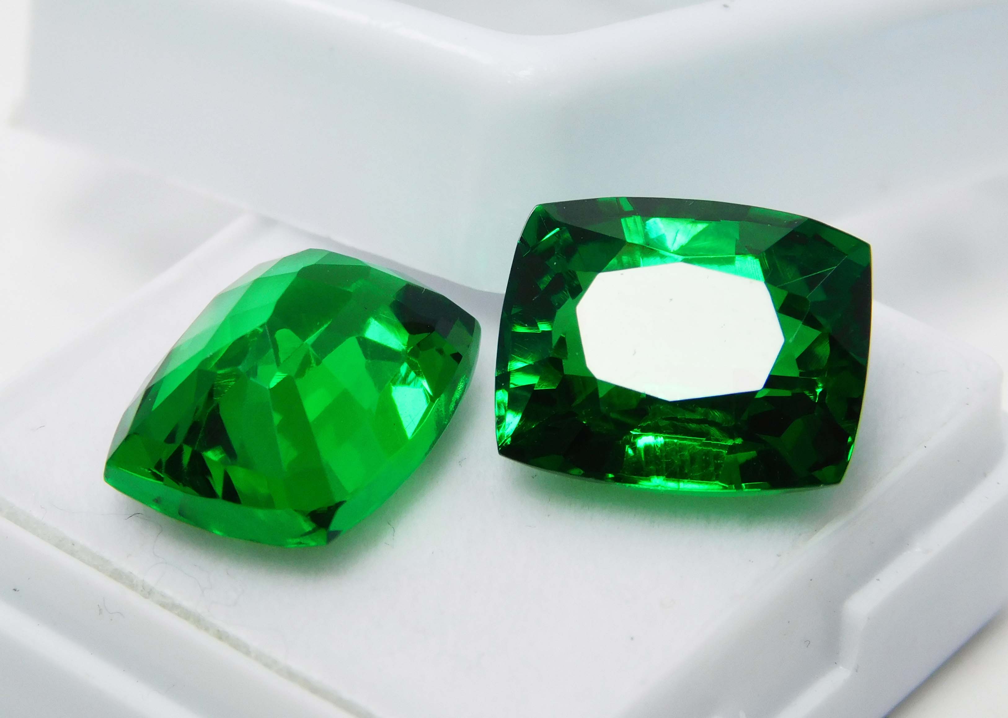 21 Ct Natural Tourmaline Green Cushion Shape Certifeid Loose Gemstones Pair