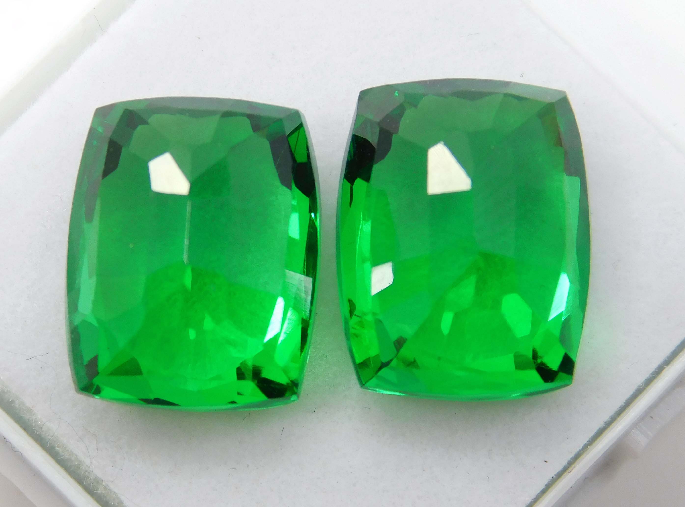 21 Ct Natural Tourmaline Green Cushion Shape Certifeid Loose Gemstones Pair