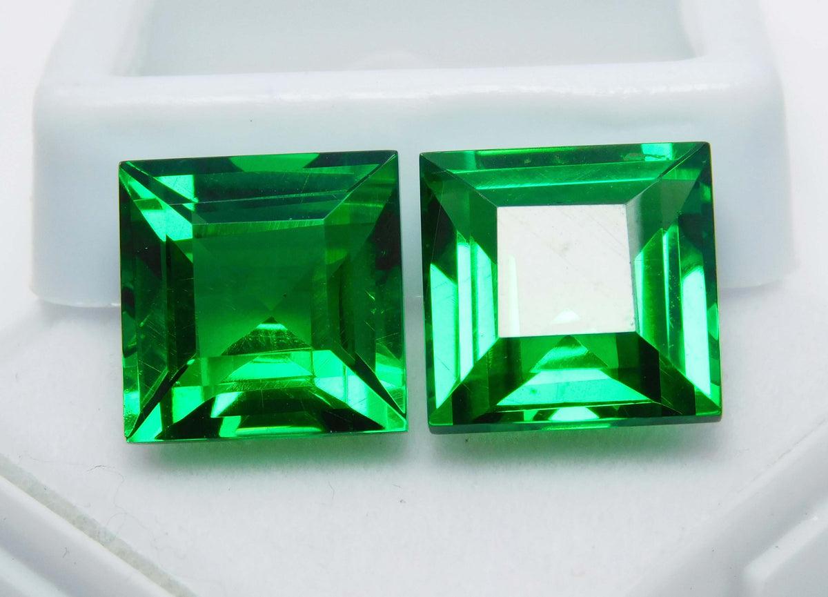 Natural Tourmaline Green Square Shape 20 Ct Certifeid Loose Gemstones Pair