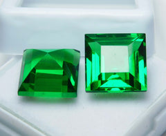 Natural Tourmaline Green Square Shape 20 Ct Certifeid Loose Gemstones Pair