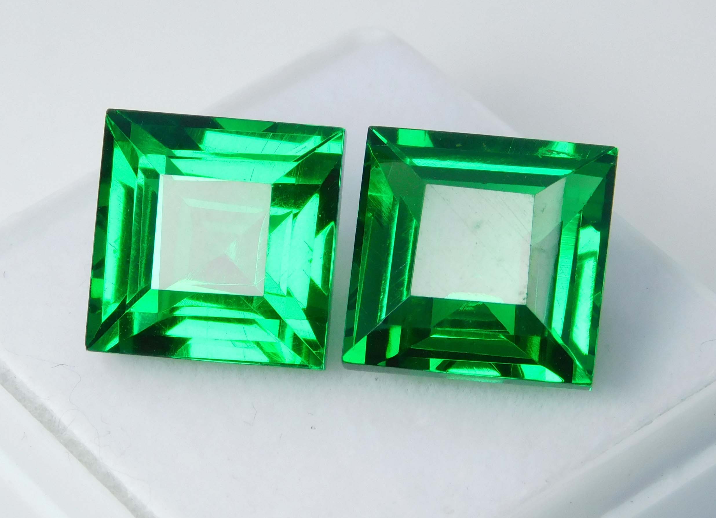 Natural Tourmaline Green Square Shape 20 Ct Certifeid Loose Gemstones Pair