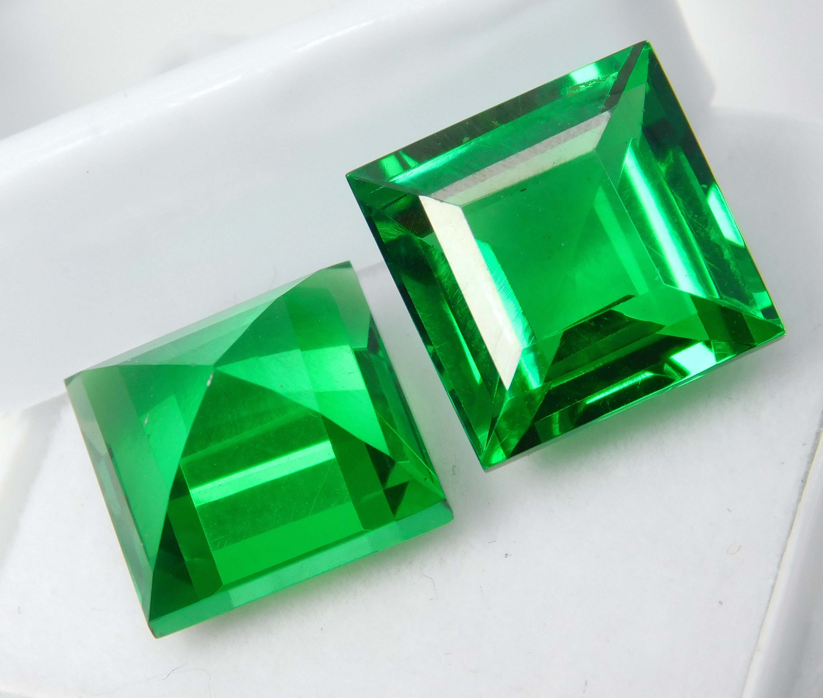 Natural Tourmaline Green Square Shape 20 Ct Certifeid Loose Gemstones Pair