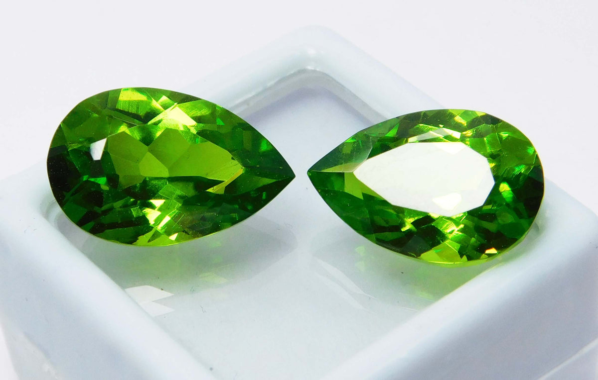 Natural Peridot Green Pear Shape 19 Ct Certifeid Loose Gemstones Pair