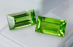 19.52 Ct Natural Peridot Green Baguette Cut CERTIFID Loose Gemstones Pair