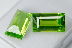 19.52 Ct Natural Peridot Green Baguette Cut CERTIFID Loose Gemstones Pair