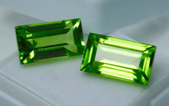 19.52 Ct Natural Peridot Green Baguette Cut CERTIFID Loose Gemstones Pair