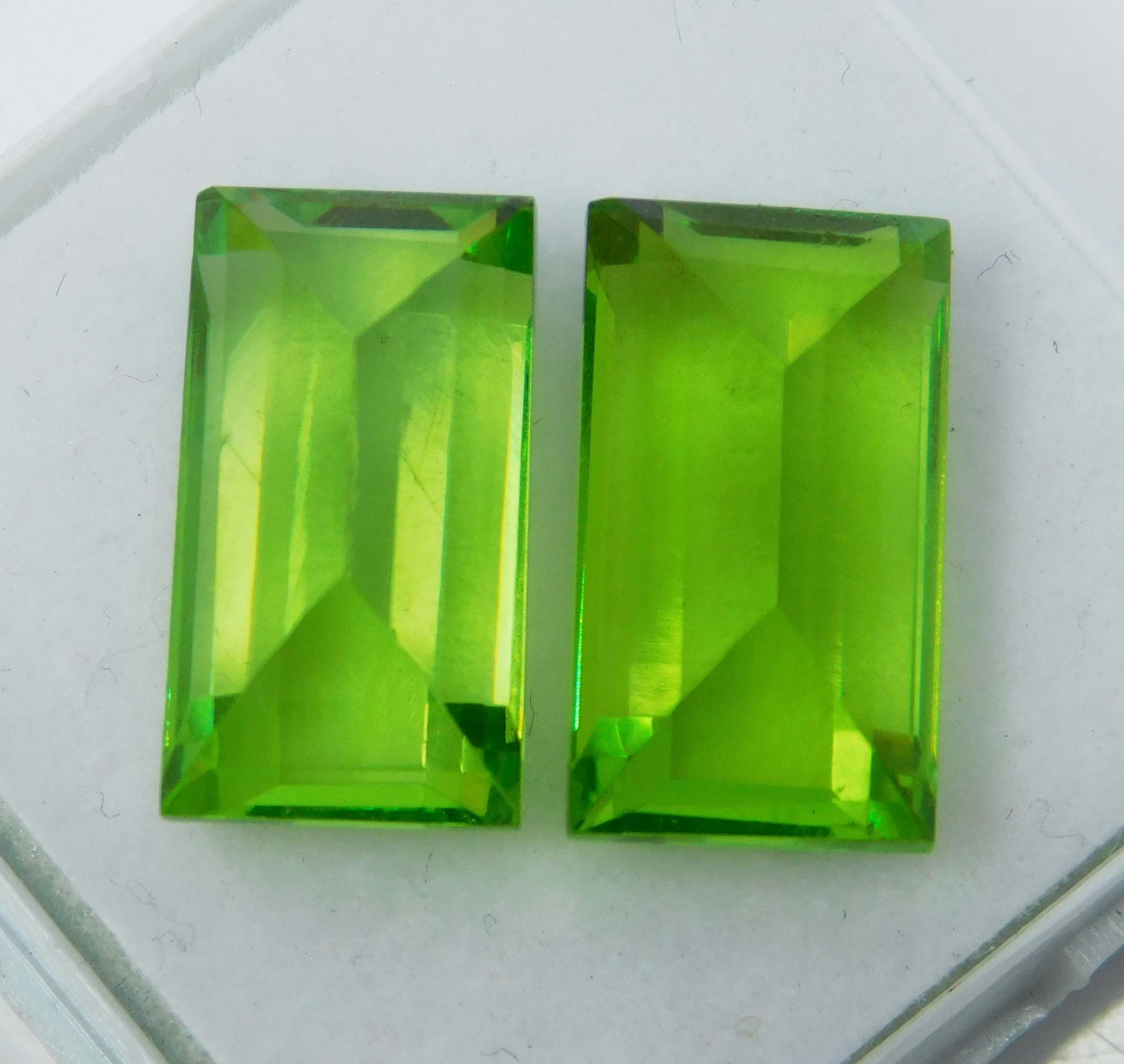 19.52 Ct Natural Peridot Green Baguette Cut CERTIFID Loose Gemstones Pair