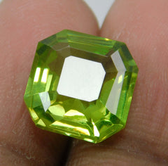 Square Cut Natural 9.20 Ct Peridot Green CERTIFIED Loose Gemstone Ring Size