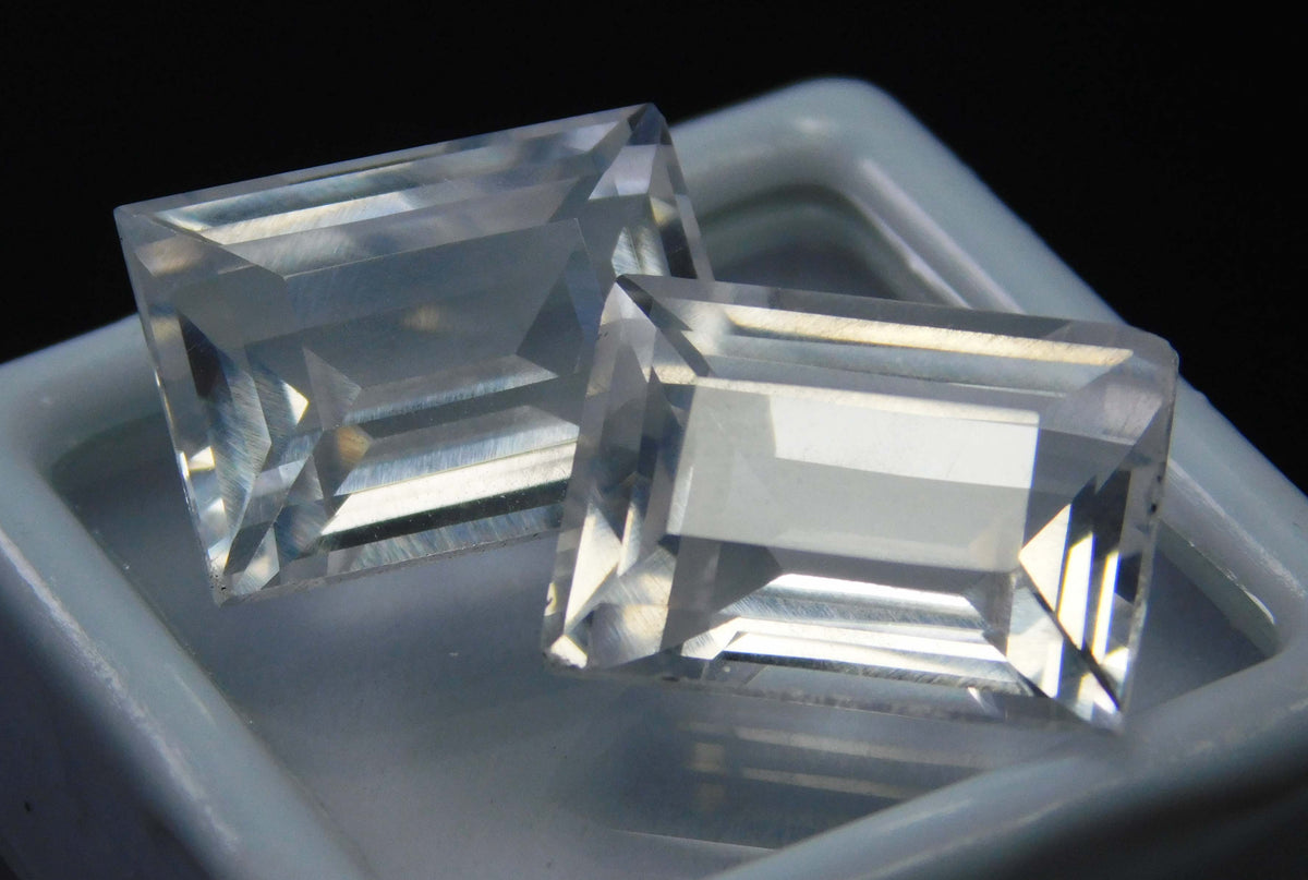 22.55 Ct Emerald Cut Natural White Sapphire CERTIFIED Loose Gemstones Pair