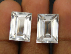 22.55 Ct Emerald Cut Natural White Sapphire CERTIFIED Loose Gemstones Pair