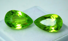 Green Peridot 14.80 Ct Pear Cut Natural CERTIFIED Loose Gemstones Pair