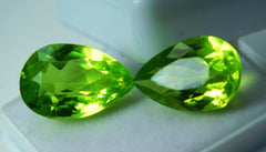 Green Peridot 14.80 Ct Pear Cut Natural CERTIFIED Loose Gemstones Pair