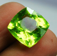 Natural Cushion Cut Green Peridot 11.20 Ct CERTIFIED Loose Gemstones