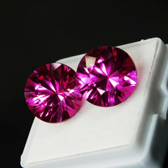 20 Carat Pink Rubellite Natural Tourmaline CERTIFIED Gemstone Pair Round Cut