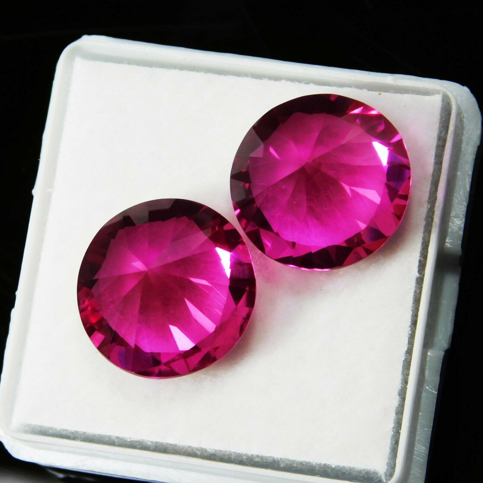 20 Carat Pink Rubellite Natural Tourmaline CERTIFIED Gemstone Pair Round Cut