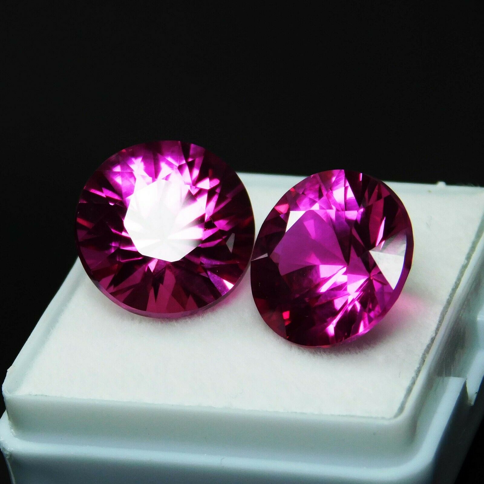 20 Carat Pink Rubellite Natural Tourmaline CERTIFIED Gemstone Pair Round Cut