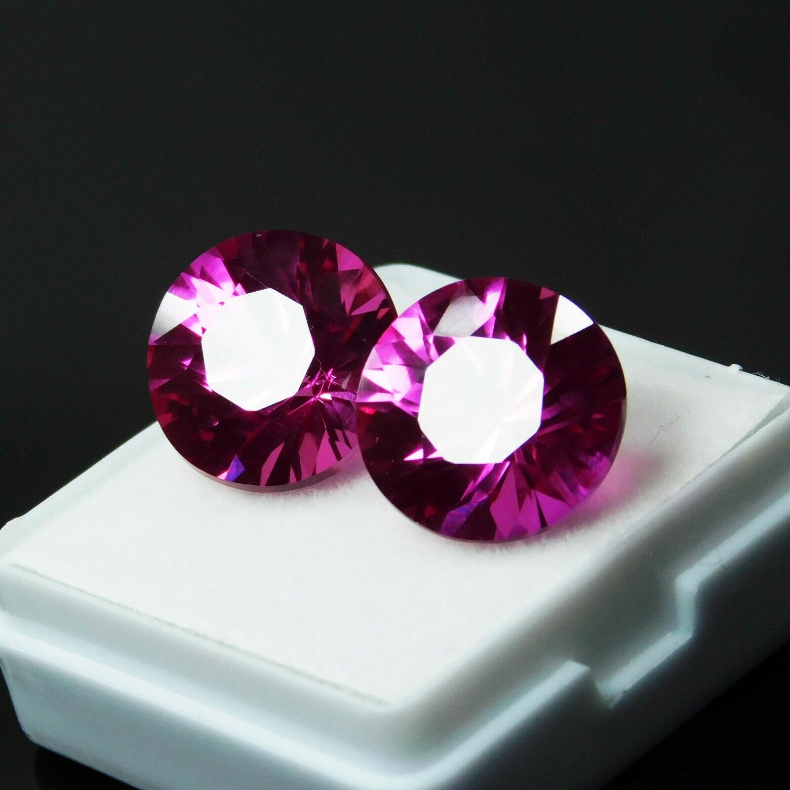 20 Carat Pink Rubellite Natural Tourmaline CERTIFIED Gemstone Pair Round Cut