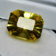 Yellow Sapphire Color 10.60 Carat Natural Emerald Cut Loose Gemstone CERTIFIED