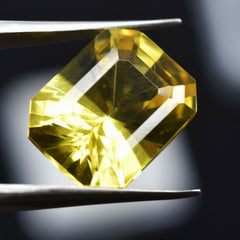 Yellow Sapphire Color 10.60 Carat Natural Emerald Cut Loose Gemstone CERTIFIED