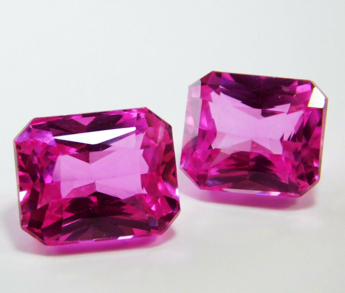 Natural Tourmaline Loose Gemstone CERTIFIED Pink Emerald Cut 20.00 Carat Pair