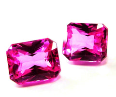 Natural Tourmaline Loose Gemstone CERTIFIED Pink Emerald Cut 20.00 Carat Pair