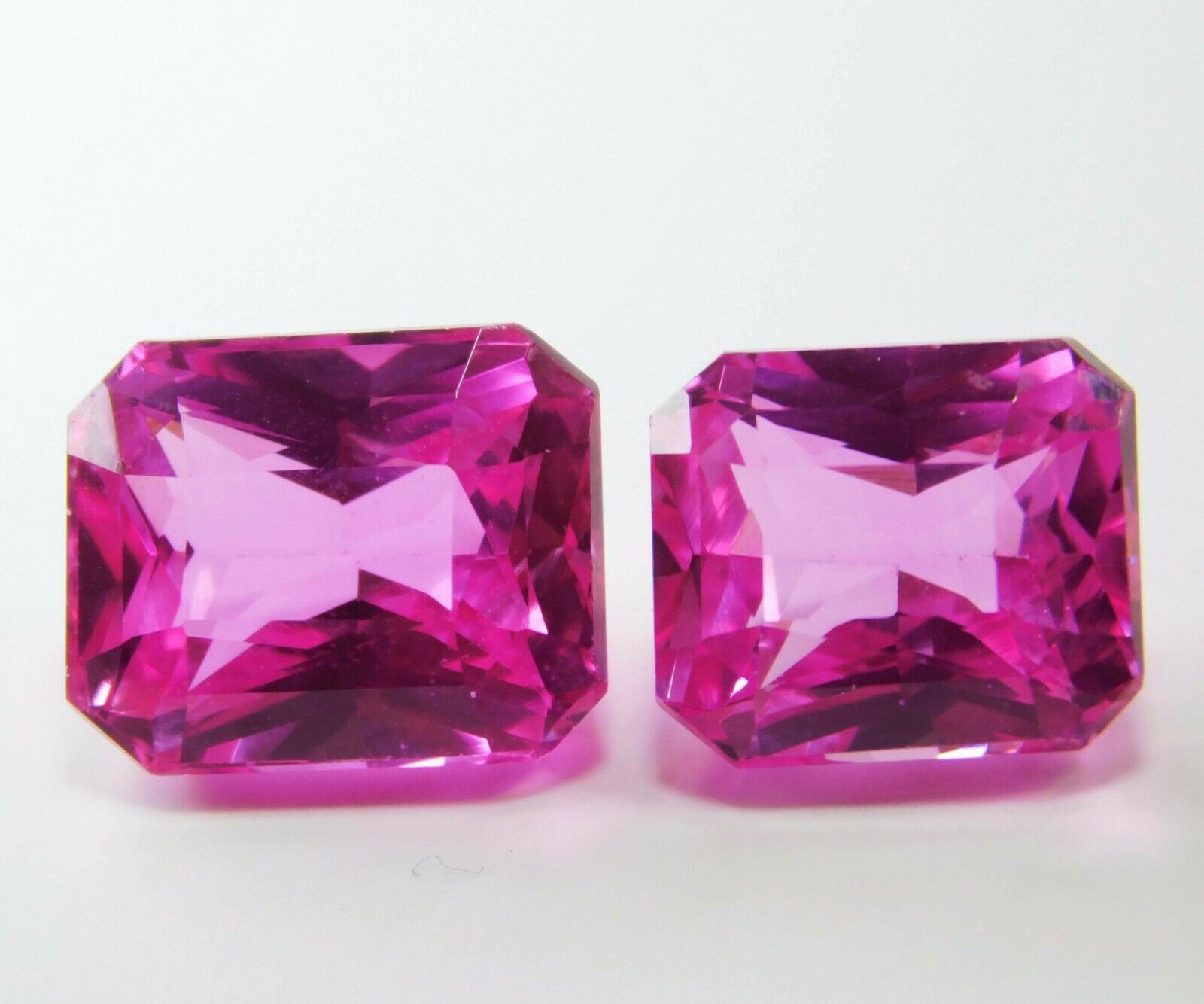 Natural Tourmaline Loose Gemstone CERTIFIED Pink Emerald Cut 20.00 Carat Pair