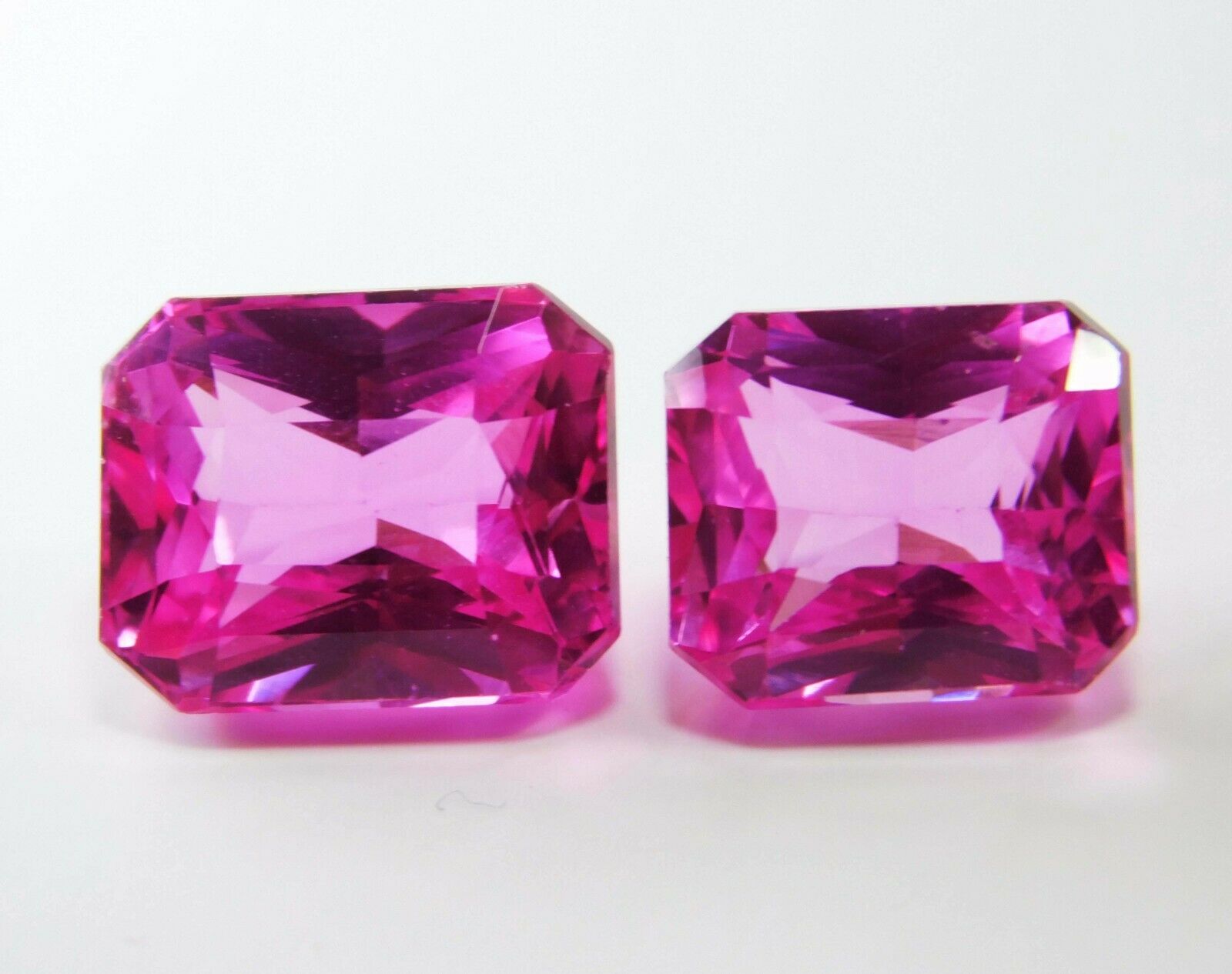 Natural Tourmaline Loose Gemstone CERTIFIED Pink Emerald Cut 20.00 Carat Pair