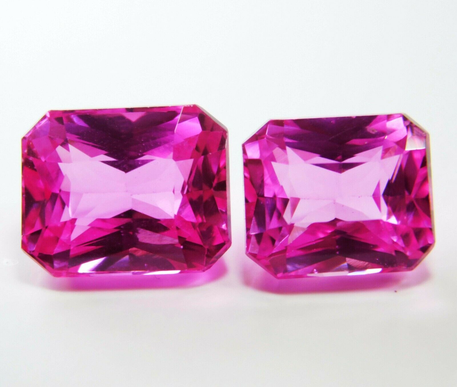 Natural Tourmaline Loose Gemstone CERTIFIED Pink Emerald Cut 20.00 Carat Pair