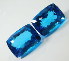 AA++ Aquamarine CERTIFIED 110 Ct Cushion Cut Loose Gemstone Ocean Blue Pair's