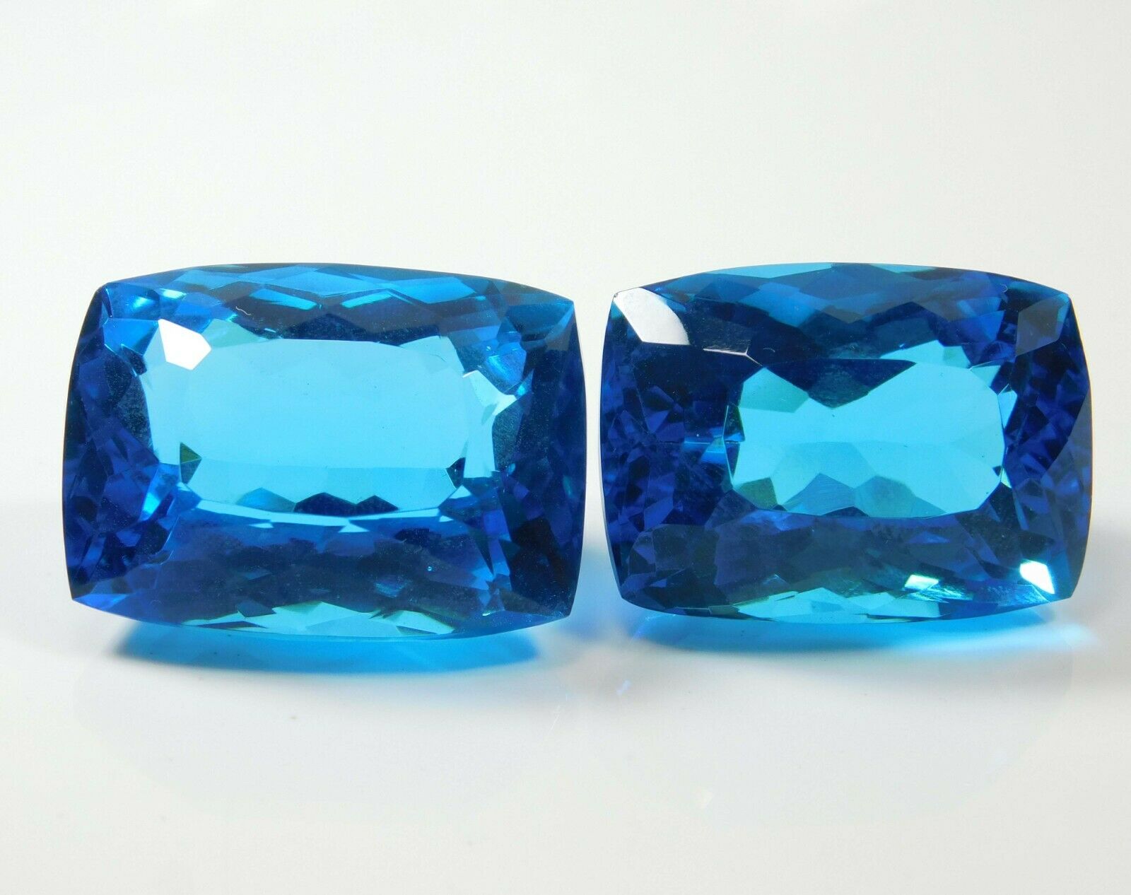 AA++ Aquamarine CERTIFIED 110 Ct Cushion Cut Loose Gemstone Ocean Blue Pair's