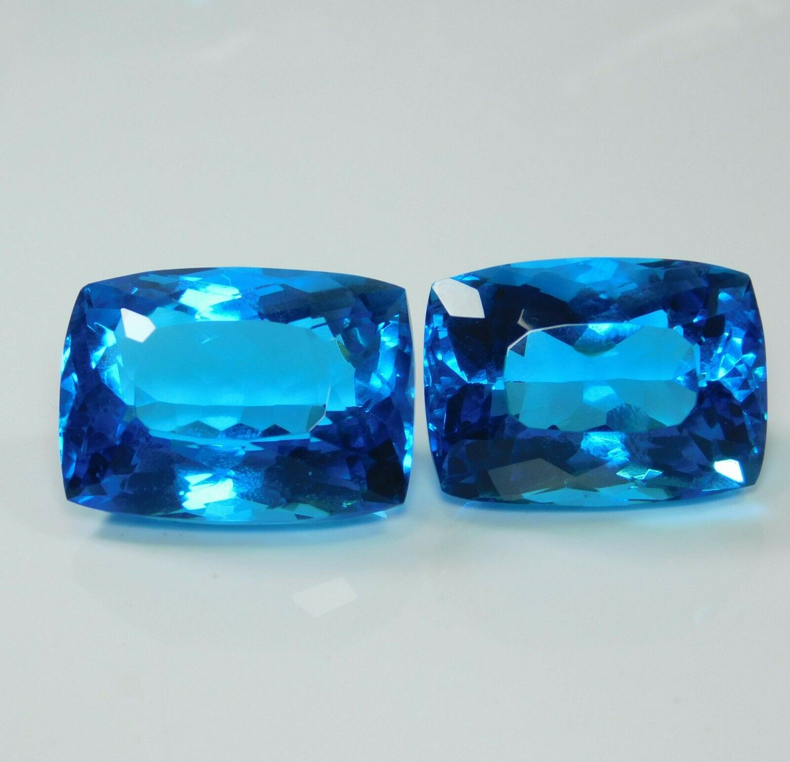 AA++ Aquamarine CERTIFIED 110 Ct Cushion Cut Loose Gemstone Ocean Blue Pair's