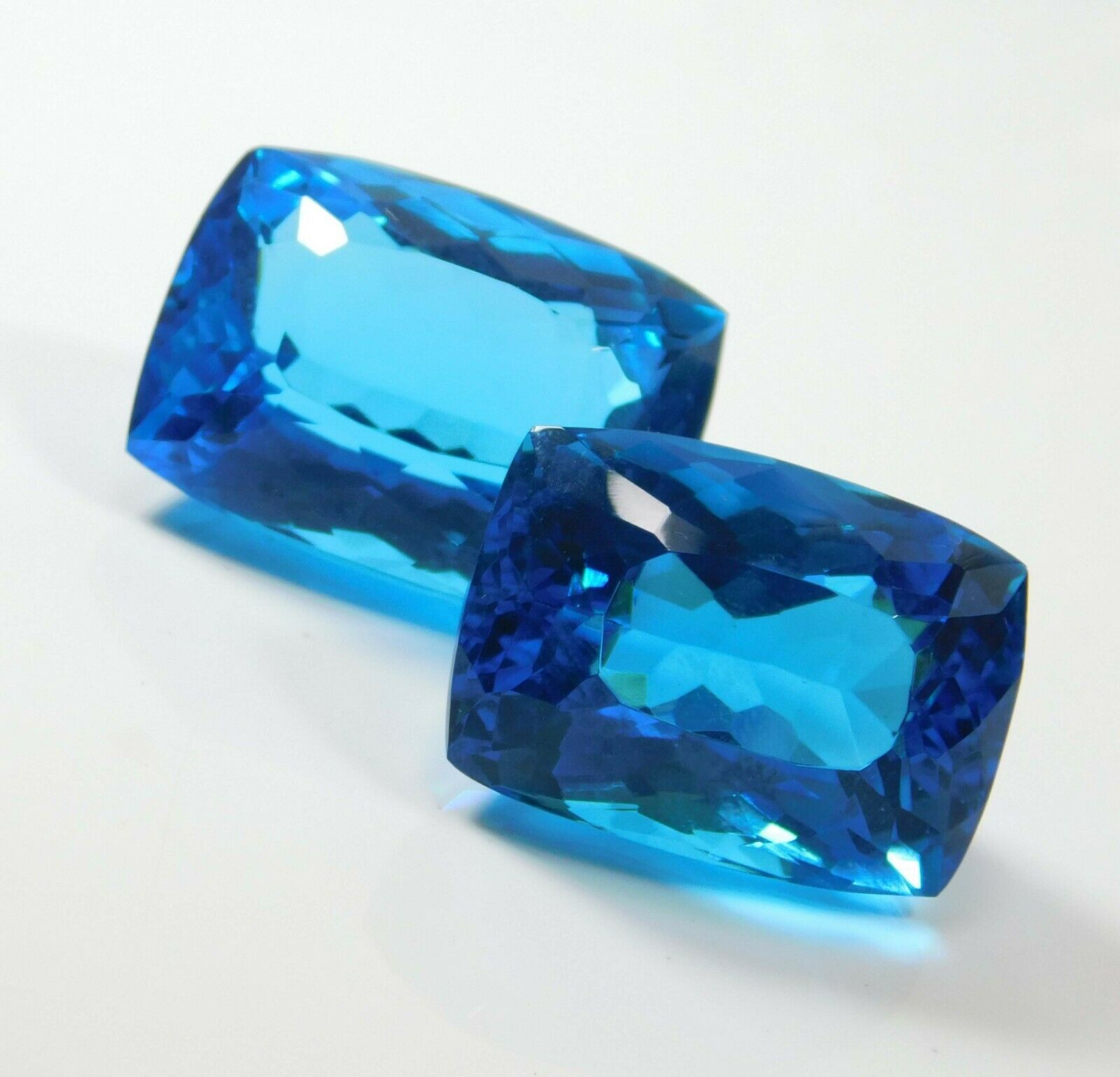 AA++ Aquamarine CERTIFIED 110 Ct Cushion Cut Loose Gemstone Ocean Blue Pair's