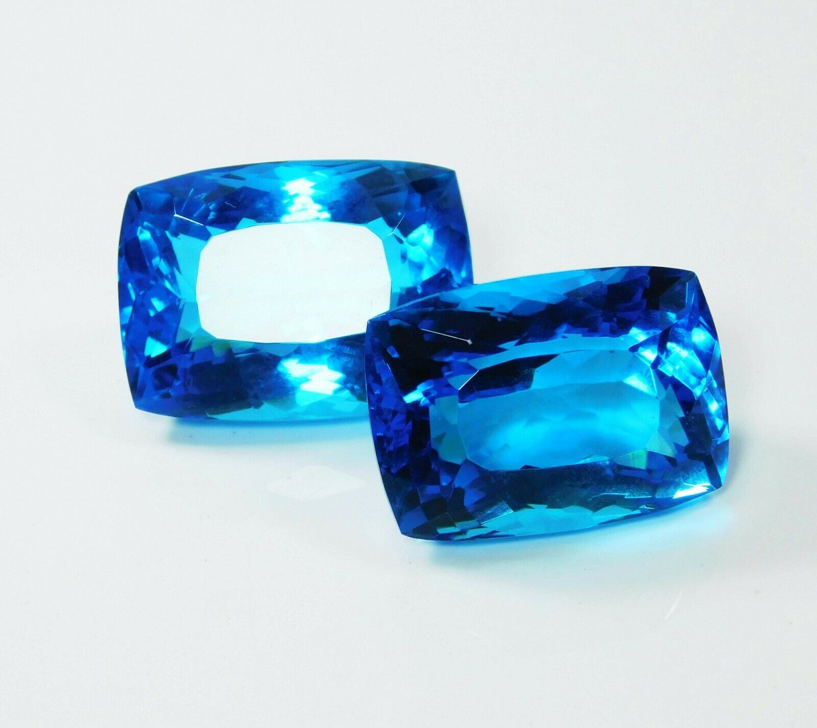 AA++ Aquamarine CERTIFIED 110 Ct Cushion Cut Loose Gemstone Ocean Blue Pair's