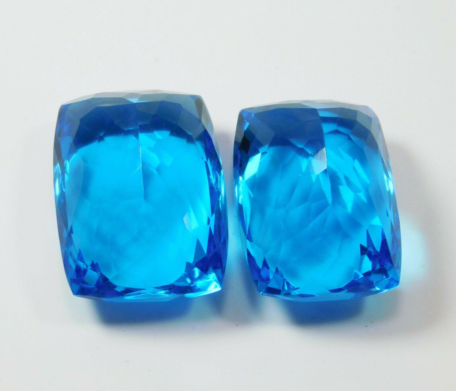 AA++ Aquamarine CERTIFIED 110 Ct Cushion Cut Loose Gemstone Ocean Blue Pair's