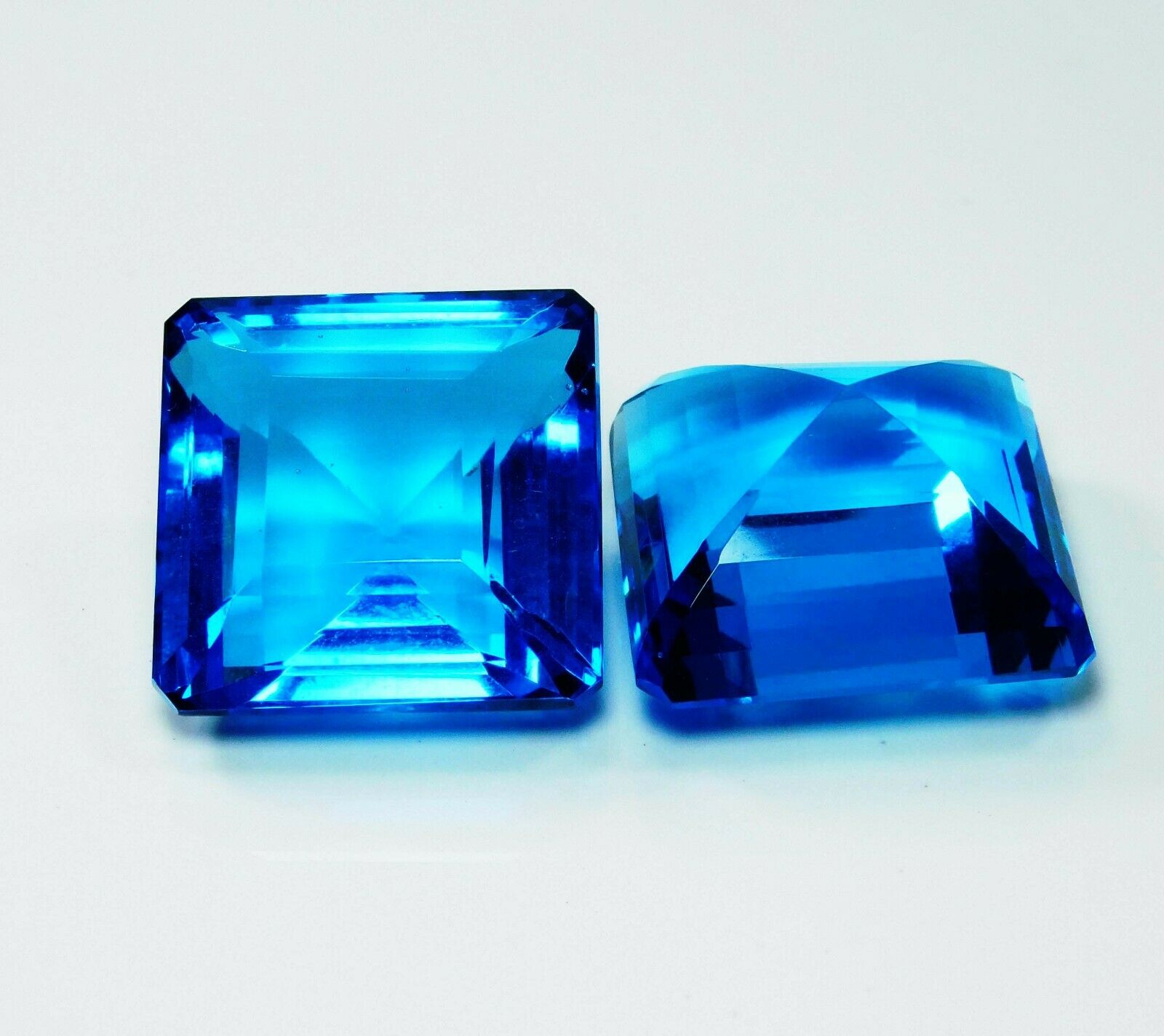 132 Ct AA++ Ocean Blue Square Cut Aquamarine CERTIFIED Loose Gemstone Pair