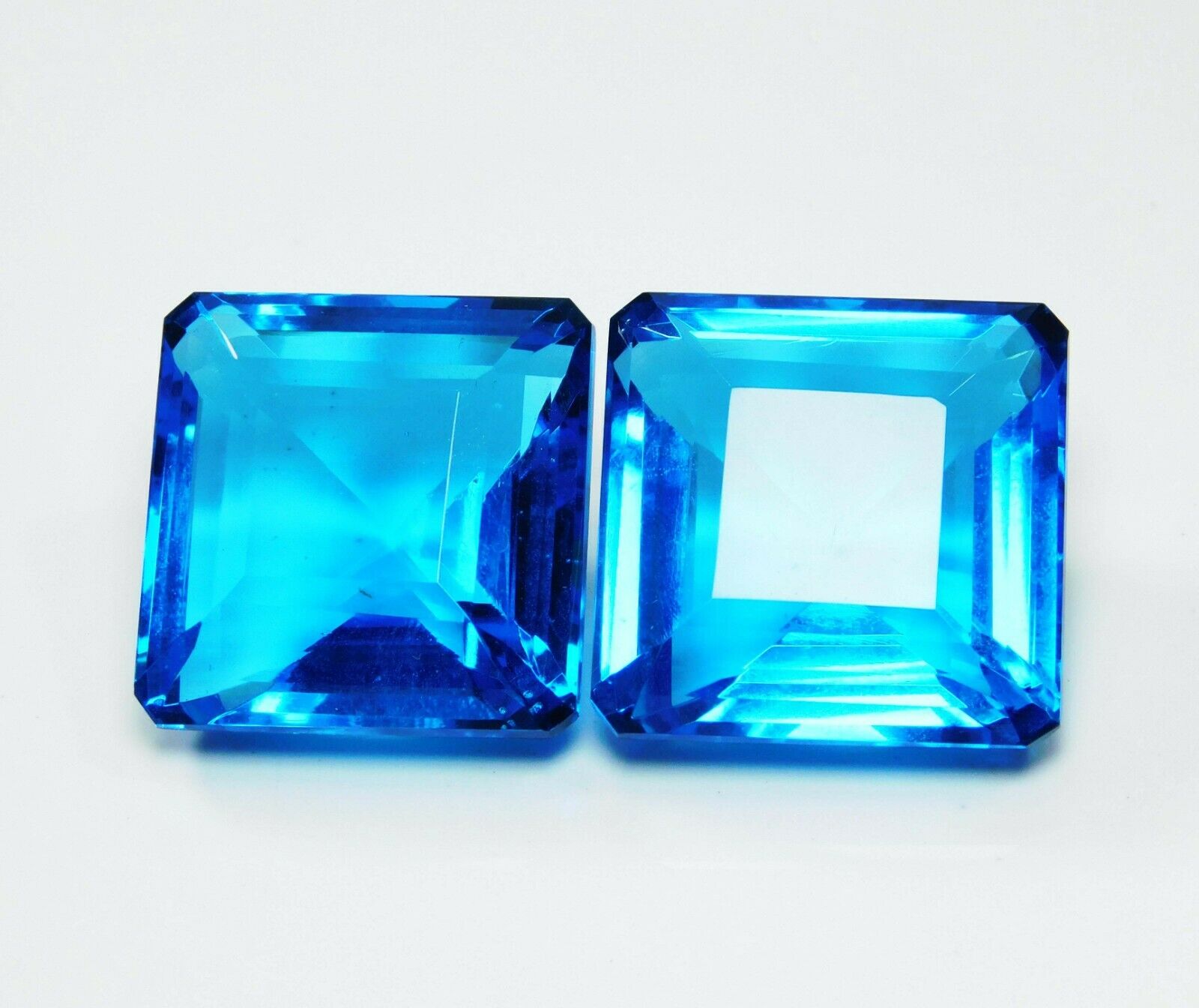 132 Ct AA++ Ocean Blue Square Cut Aquamarine CERTIFIED Loose Gemstone Pair