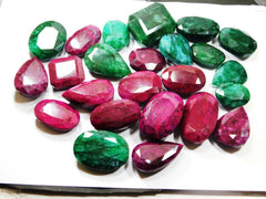 Emerald Ruby Lot Mix Shape CERTIFIED 250 Ct Natural Loose Gemstone Huge Size