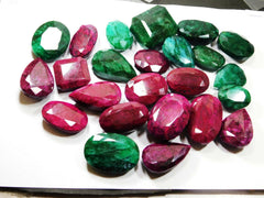 Emerald Ruby Lot Mix Shape CERTIFIED 250 Ct Natural Loose Gemstone Huge Size