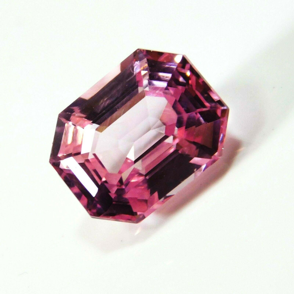 Natural Padparadscha Sapphire 8.56 Carat Emerald Cut CERIFIED Loose Gemstone