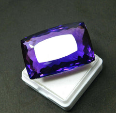 Natural Amethyst Gemstone CERTIFIED 82 Ct Purple Huge Cushion Cut